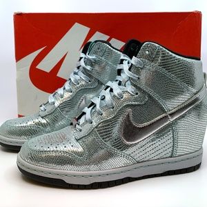 Nike Sky Hi Dunk Disco Ball Wedge Silver/Mint Sz 6